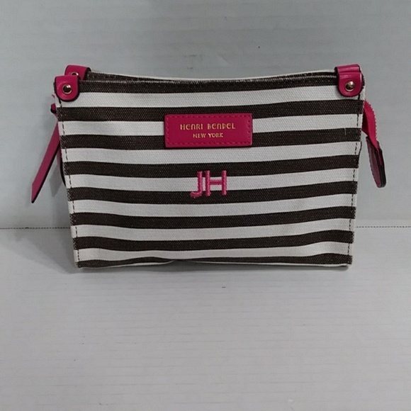 henri bendel Handbags - Henri Bendel Striped Clutch Bag Personalized With JH *EUC*